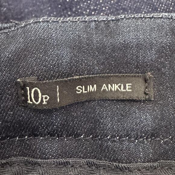 Talbots Pants Womens 10 Petite Blue Slim Ankle Side Zip Stretch Jeans Denim - Picture 5 of 11